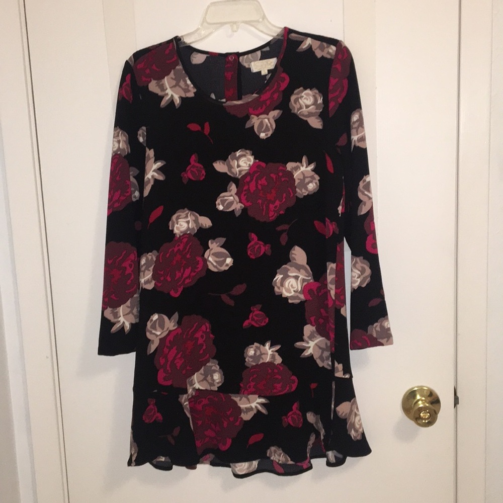 Black floral print dress